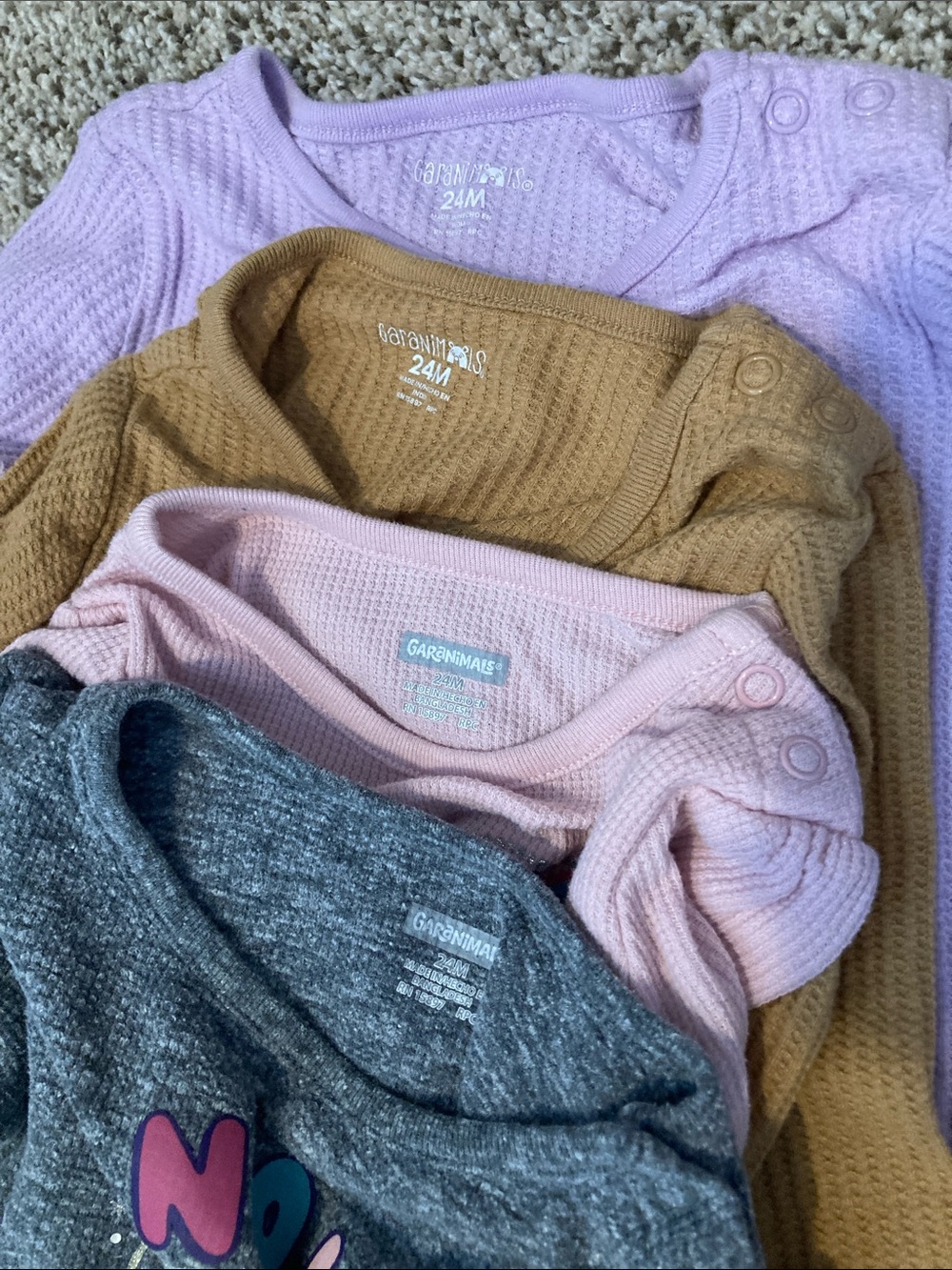 Garanimals Long-Sleeve Bodysuit Set - Pink, Lavender, Gray, Tan - Picture 9 of 9